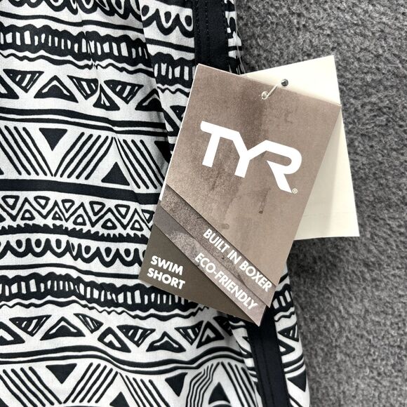 TYR Swimwear Men's XL Gray Native Stripes Built In Boxer Swim Shorts NWT - Picture 6 of 16